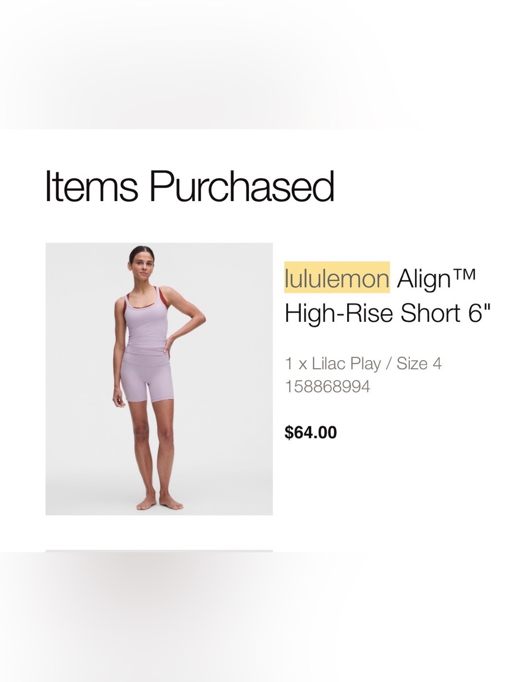 Lululemon align high rise shorts 4 Lilac Play